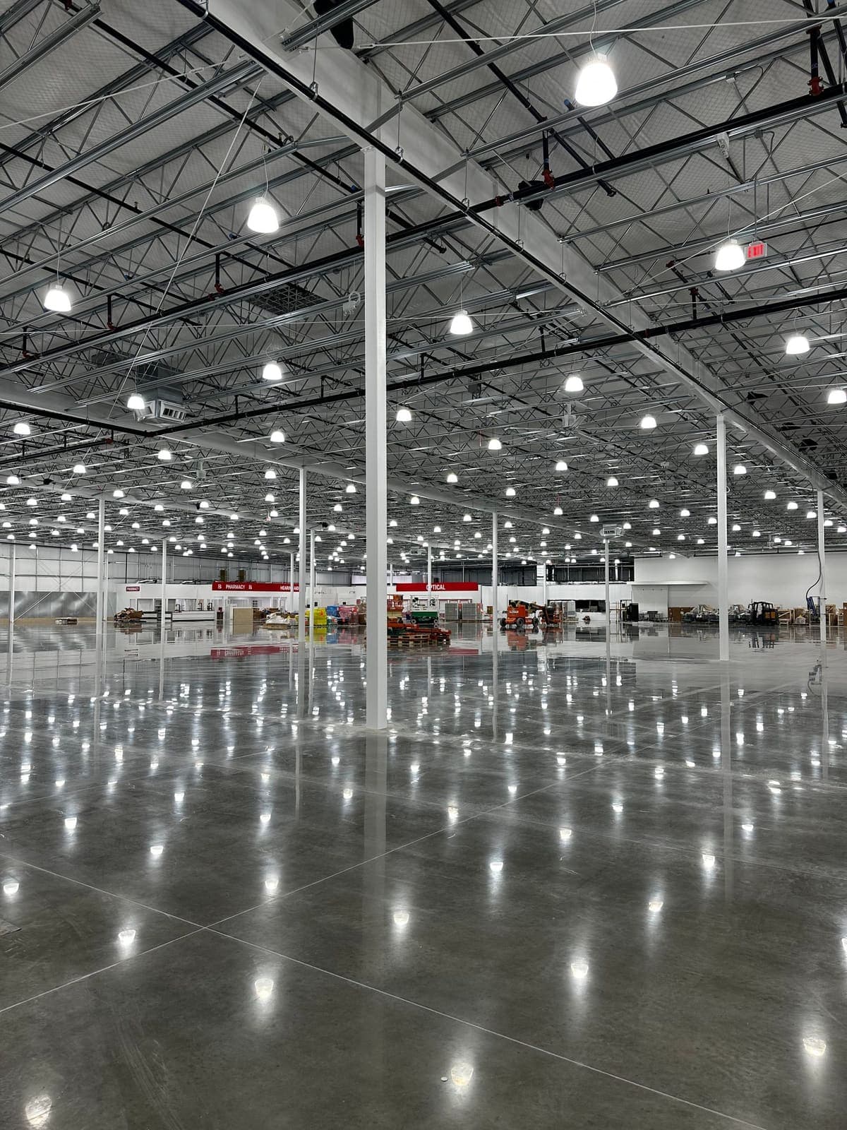 Polished concrete floor gleaming at turnover