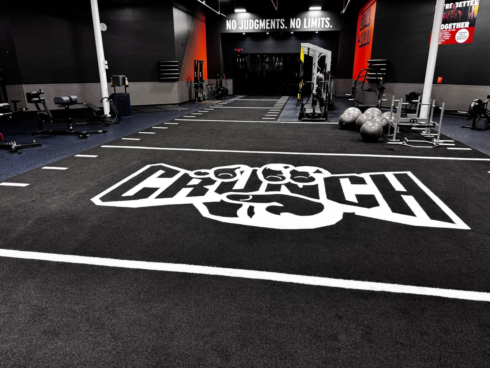 Documented turnover: spotless branded gym turf