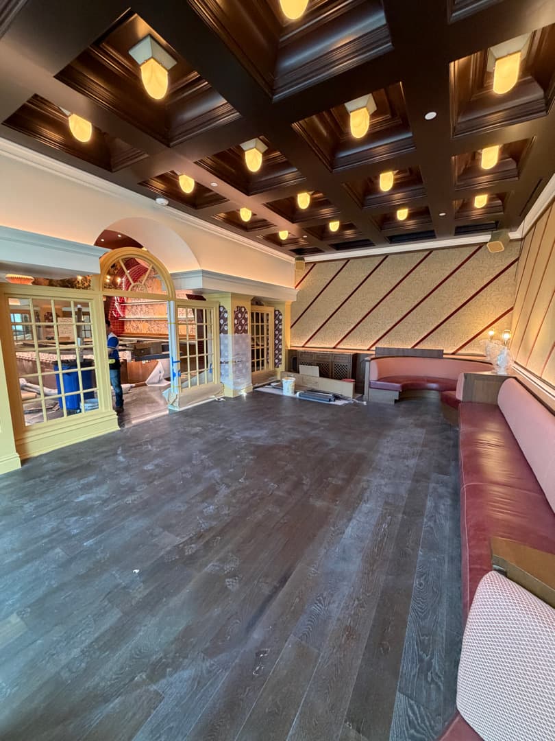 Maple Wood Group restaurant dining room during construction cleaning